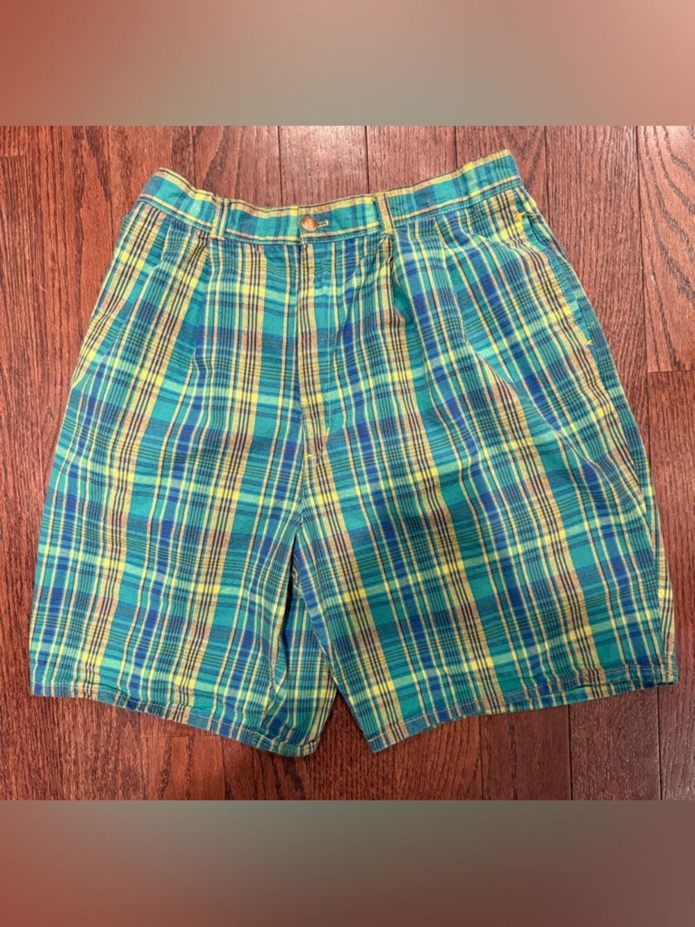 Plaid Green and Yellow Men’s Shorts